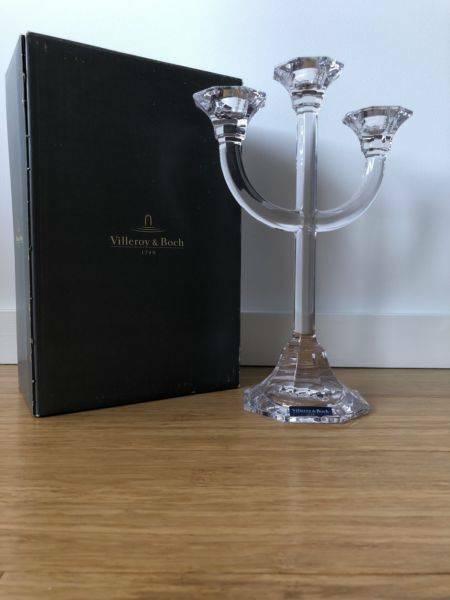 Villeroy and Boch Crystal 3 Stem Candelabra Candle Holder