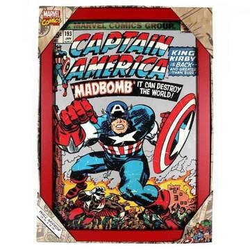 Captain America Glass Mirror Marvel Comics Licensed 45cm x 32.5cm