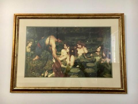 Large Framed Decorator Print Hylas and Nymphs Waterhouse