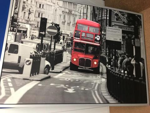 Large London Double Decker Bus framed picture