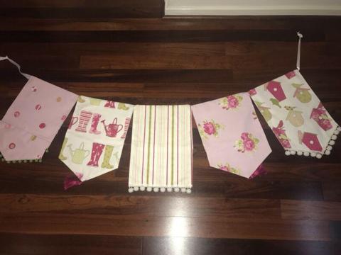 Bunting and cushions