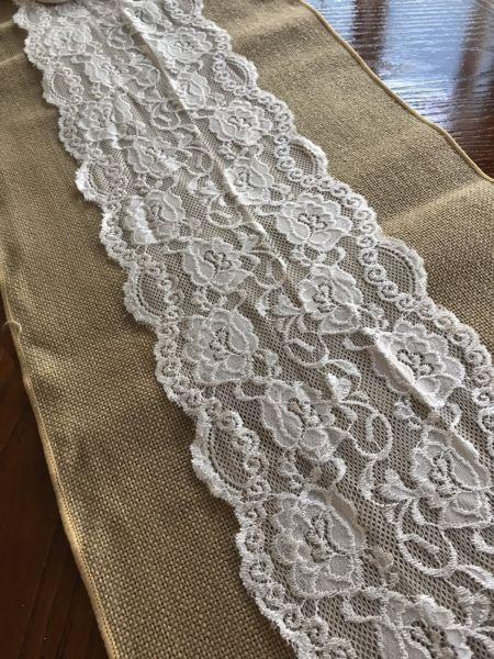 Wedding Table Runners: Hessian & Lace