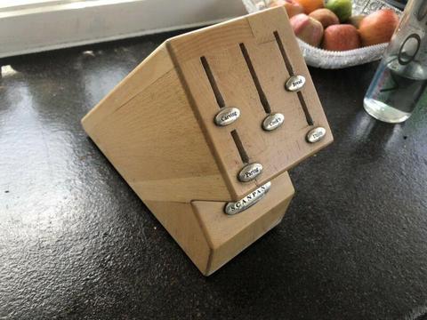 Knife holder / kitchen bench top / wooden / slot your knife in