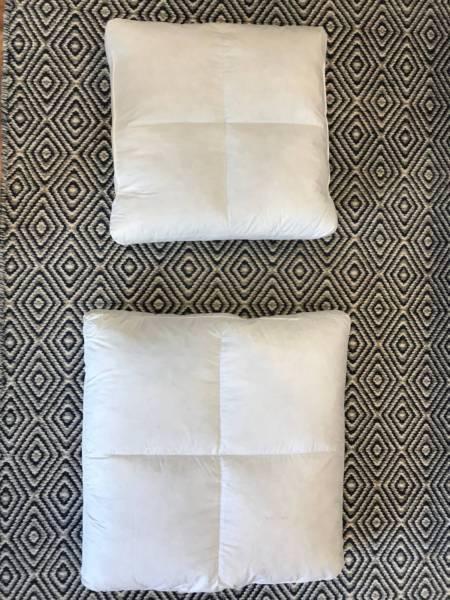 6x SQUARE CUSHIONS - GOOSE/DUCK FEATHERS $200 for all (ono)
