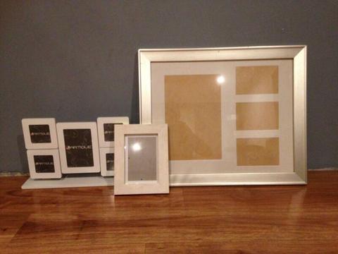 X3 photo frames, white, yellow and pewter