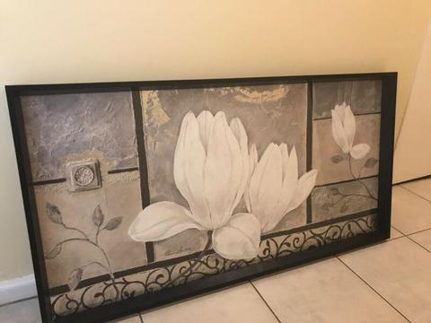 Flower black frame art work for sale - REDUCED