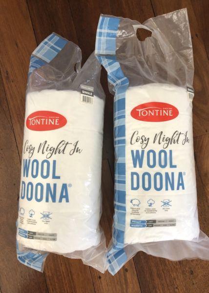 New 2x Tontine Single Wool Quilt / Doona in sealed plastic