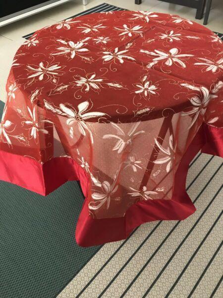 Christmas poinsettias square tablecloth