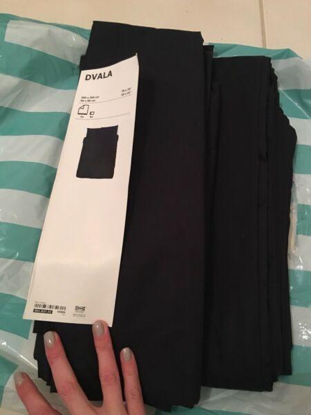 NEW IKEA Black double bed quilt cover and 4 pillow cases