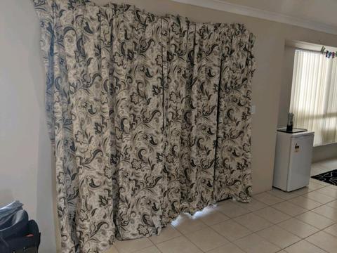 Cream Black qnd Brown Patterned Black Out Curtains