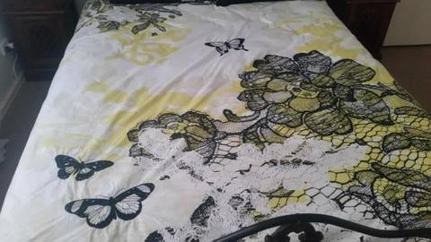 QS Doona Cover Set - butterfly design - black/white/yellow