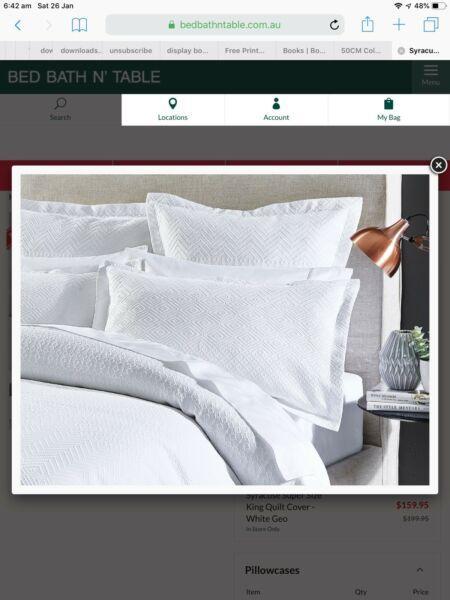 White Super king quilt cover from Bed Bath and Table