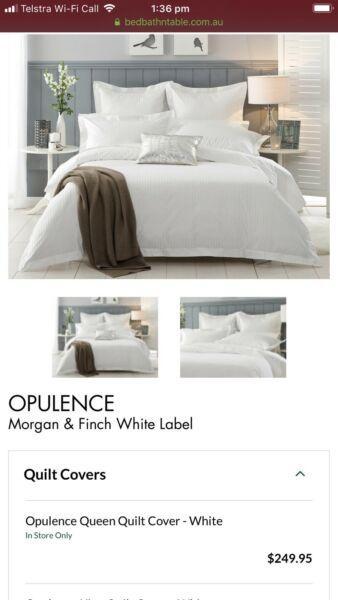 Queen Morgan & Finch Doona / Quilt Cover White