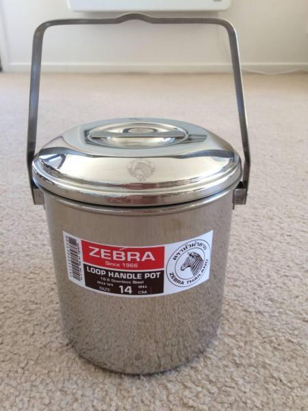 14cm Zebra loop handle pot for sale