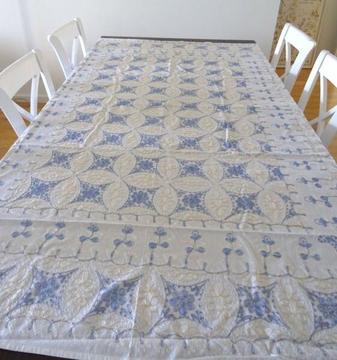 Large embroidered rectanglar tablecloth