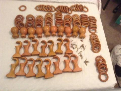 Wooden Curtain rings, mounting fittings and finials