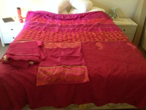 queen doona cover and sheet pillow case set