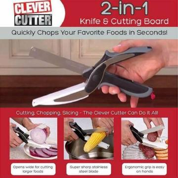 NEW Trendy Clever Cutter 2-in-1 Knife & Cutting Board Scissors