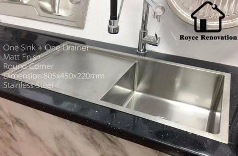 Stainless Steel Single Bowl Sink With Drainer 805*450*220mm