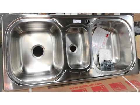 Three Bowl Sink Stainless Steel 50x103cm AS75 Kitchen