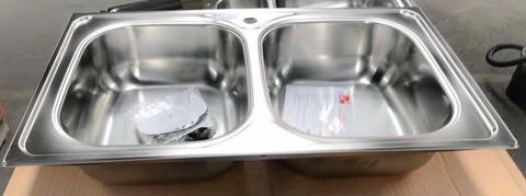 Double Bowl Stainless Steel Sink 50x86cm AS90