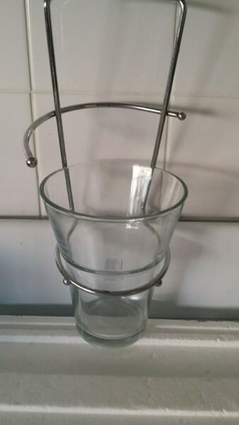 glass ice bucket with metal stand