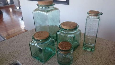REDUCED AGAIN - 5 Glass cannisters - blown in the UK