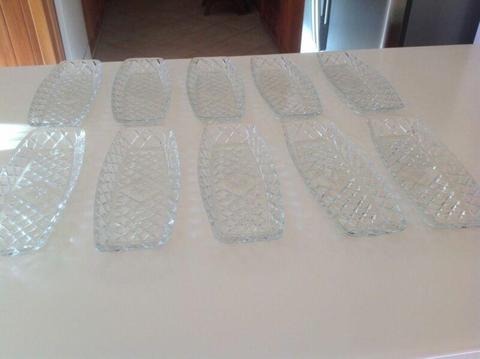 Crown Corning Crystal Sandwich/Biscuit Tray, Vintage 10pc