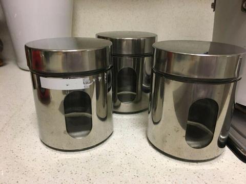 Glass canisters with stainless steel covers