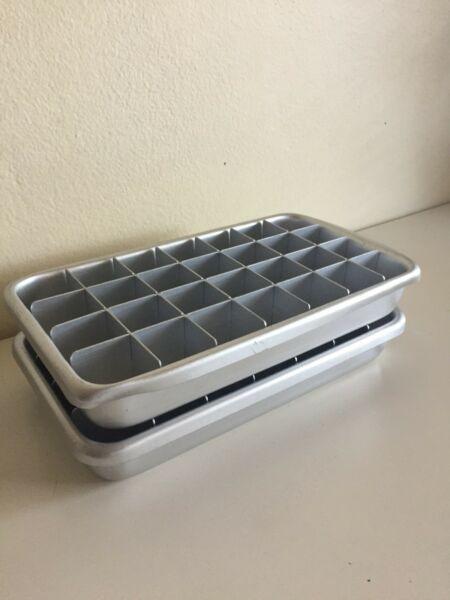 Two Vintage Tin ice cube trays