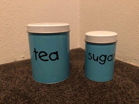 Storage containers 'Tea' and 'Sugar'