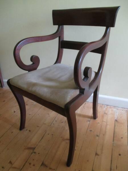 Regency Mahogany Dining Chairs - 2 Carvers, 6 chairs