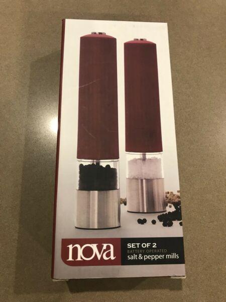 Nova battery operated salt and pepper shakers