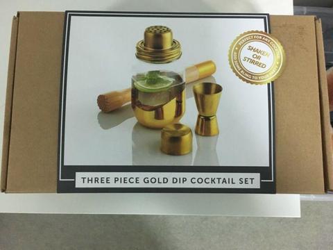 BRAND NEW - Three piece gold dip cocktail set