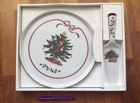Boxed Christmas serving plates, platters & home decor