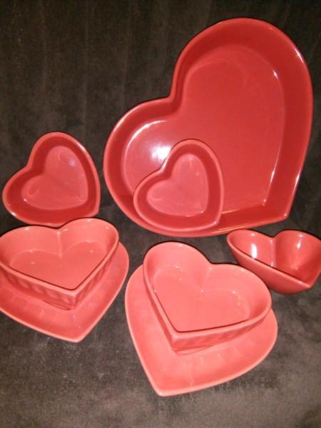 Red Love Heart Dishes Set