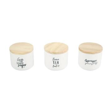3 Ceramic Typography Canisters - In Box RRP $10