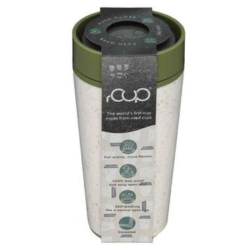 rCup Reusable Coffee Cup Cream/Green 12oz eco friendly zero waste