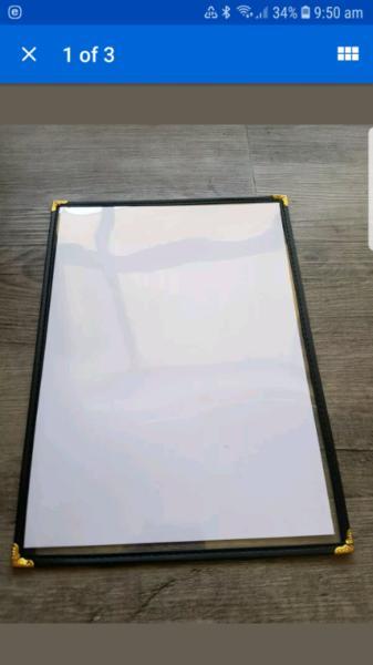Clear menu covers A4 black and gold x 6