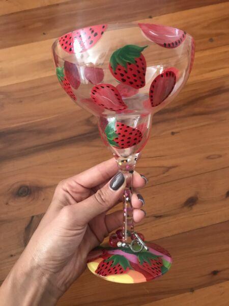 Fancy hand painted cocktail glass