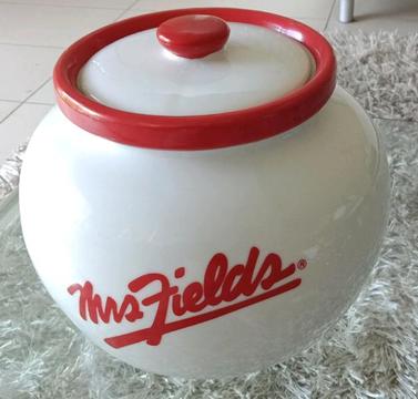 Mrs Fields Cookie Jar - White & Red Super Large