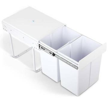 Set of 2 20L Twin Pull Out Bins - White