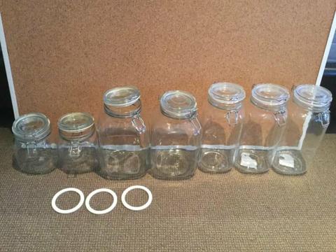 Square glass flip top jars - bulk lot