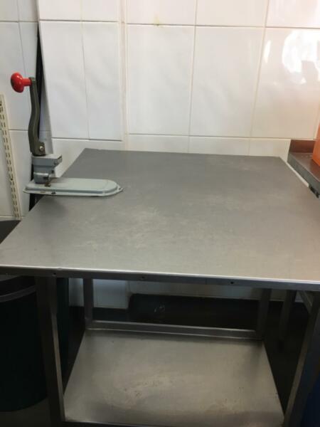 Commercial stainless table with can openner