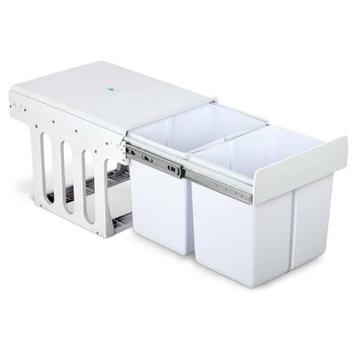 Set of 2 15L Twin Pull Out Bins - White