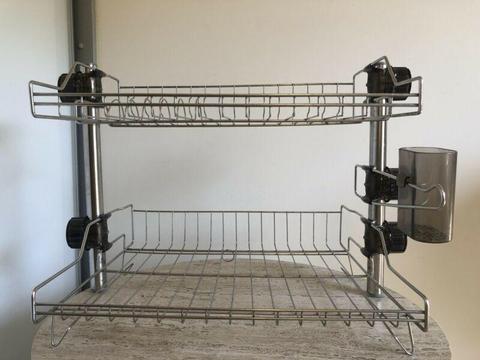 Good condition stainless steel two layer dish rack