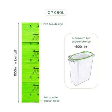 80L Litre Compostable Bin Liners Kitchen Waste Garbage | 40 Bags