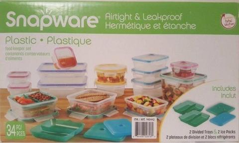 SNAPWARE Plastic Food Storage Containers BPA FREE AirTight 34 Pcs