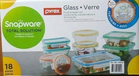 SNAPWARE PYREX Glass Storage Food Containers Lids 18 Pieces Kitch