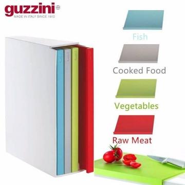 Guzzini Pack of 4 Cutting Boards with Case Colour Coded Chopping